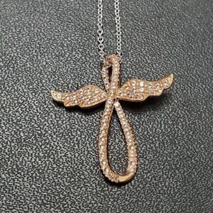 Lorenzo 14K rose & white GP sapphire necklace 19"